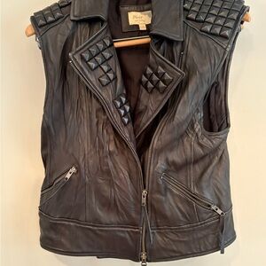 Elizabeth and James Black Studded LEATHER Vest